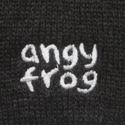 Angy Frog Leaf Pom-Pom Beanie in Black