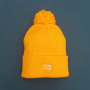 Angy Frog Lily Pom-Pom Beanie in Yellow