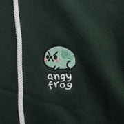 Angy Frog Embroidered Hoodie in Forest Green (UNISEX)