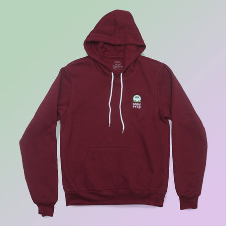 Angy Frog Embroidered Hoodie in Maroon (UNISEX)