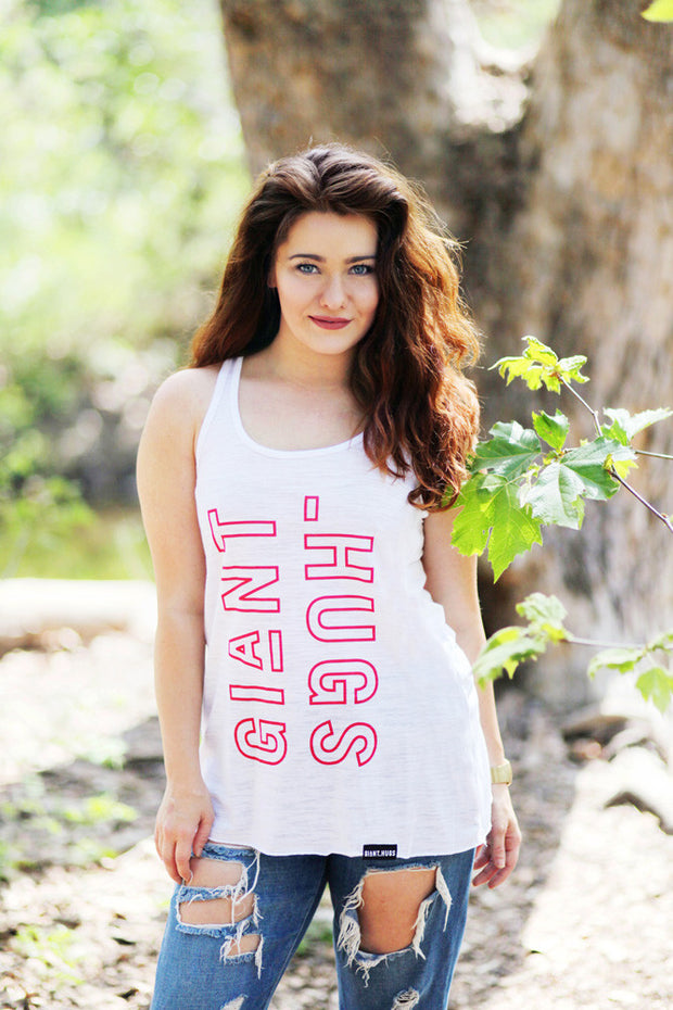 GIANT HUGS - WHITE TANK TOP (LADIES)